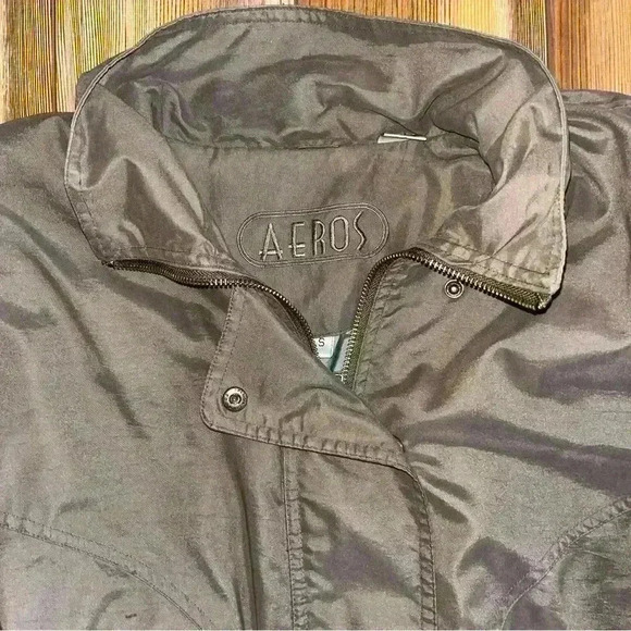 Vintage AEROS Green Parachute Jacket Size S Utility Windbreaker 80s Neutral EUC - Picture 3 of 16